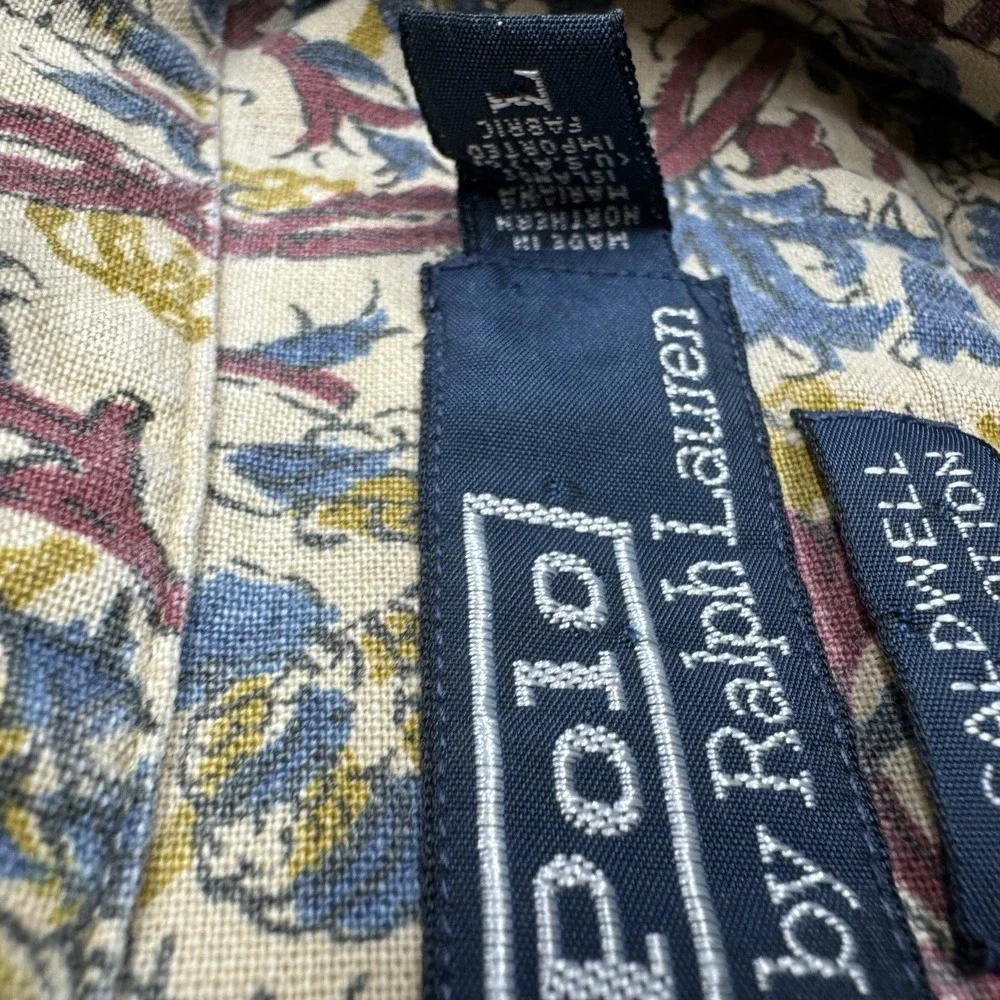 VTG Polo Ralph Lauren Caldwell Paisley Floral Shirt Men's Sz L Cotton‎